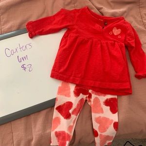 Carters heart outfit, 6 months, EUC